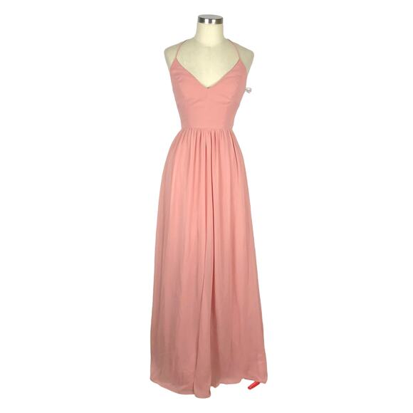 DESSY COLLECTION Desert Rose Spaghetti Strap Maxi Gown Chiffon Size 2 NWT - Picture 1 of 8